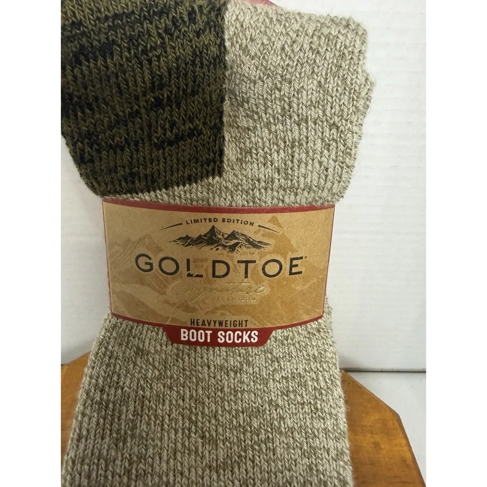 Gold Toe Signature Heavyweight Boot Socks 2 Pair Size 6-12.5 Cushioned Crew